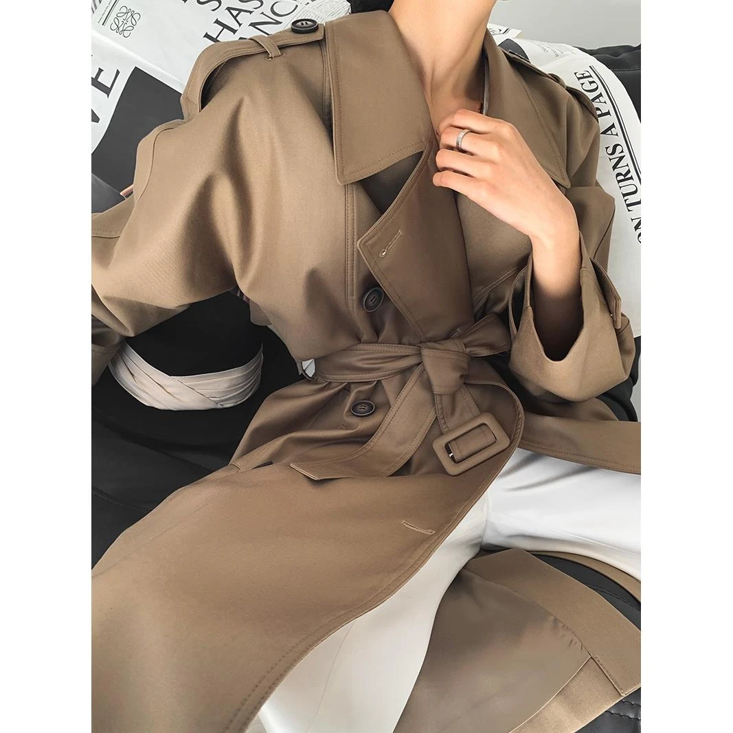英国经典覆古双排扣品牌风衣夹克女式韩式优雅英伦风外套2022新秋