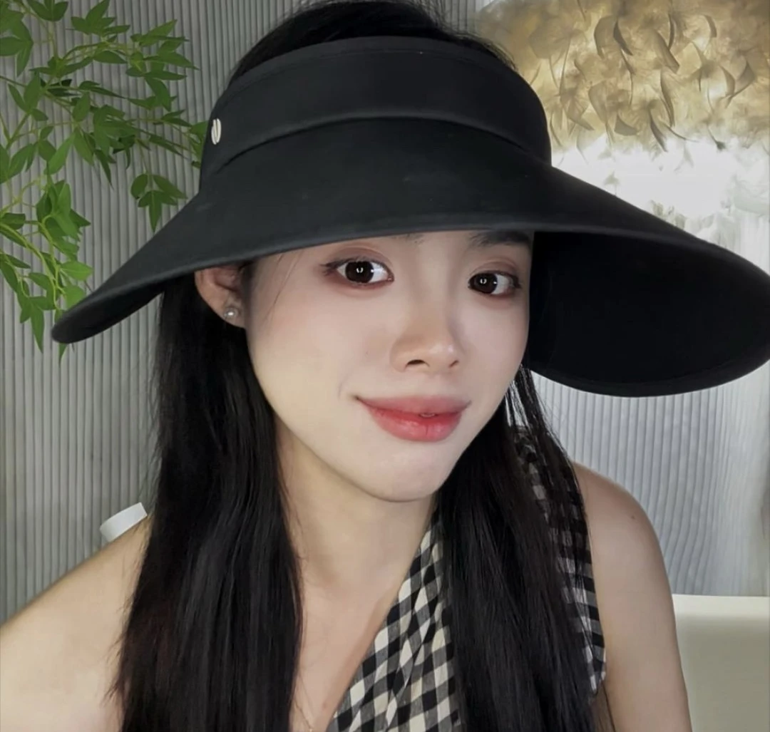 丝绒黑胶防晒帽女夏季加大帽檐户外遮阳帽防紫外线骑车遮脸太阳帽