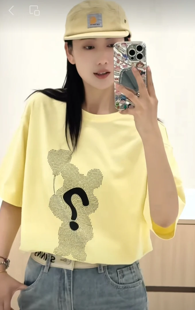 LINGZI新品烫钻短袖时尚时尚休闲夏季印花圆领百搭半袖341001