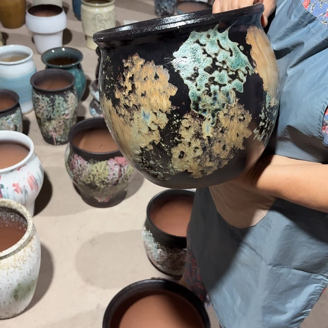 紫砂花盆口24高24