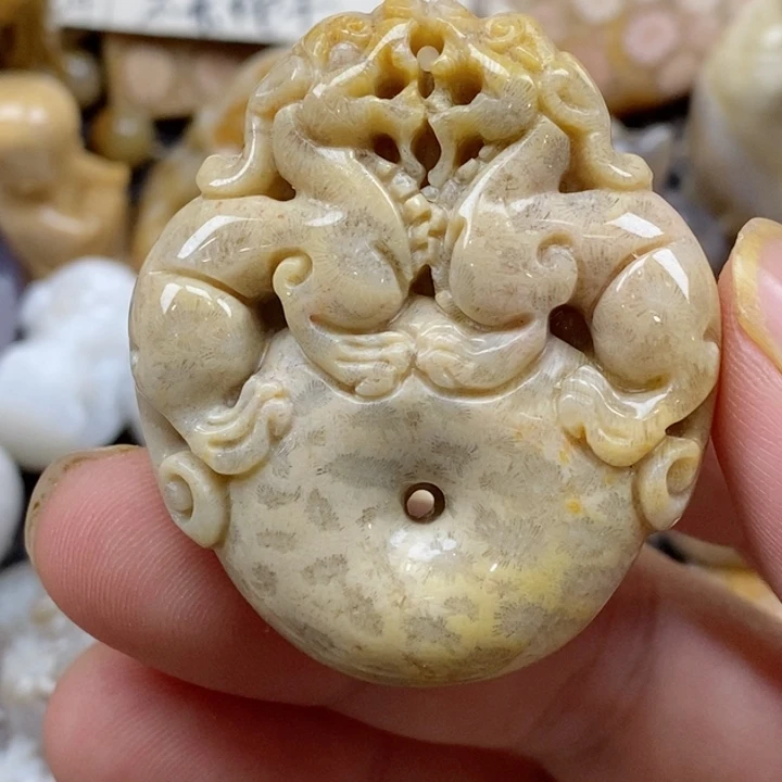 颈饰未镶嵌硅化珊瑚（珊瑚玉）