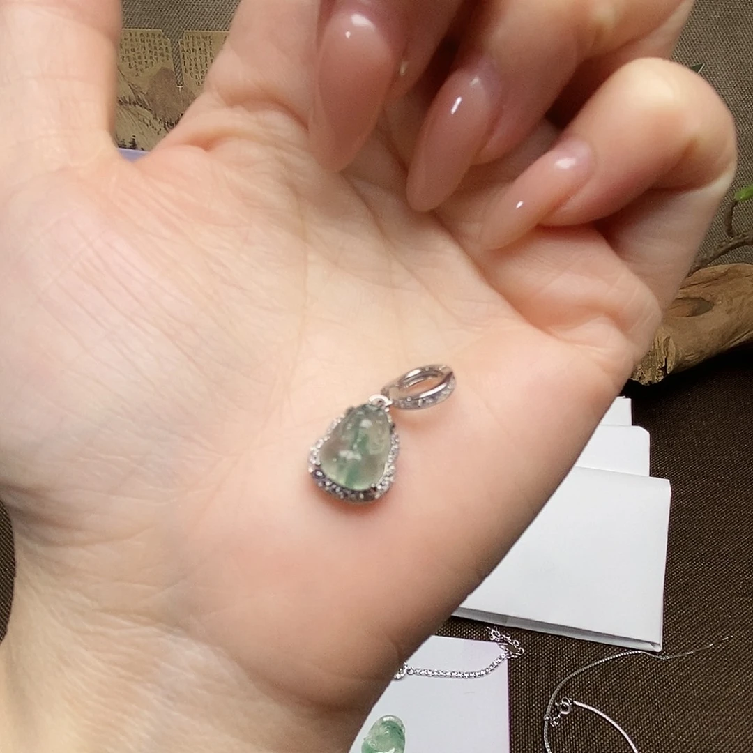 翡翠银S925镶嵌吊坠(不含链)