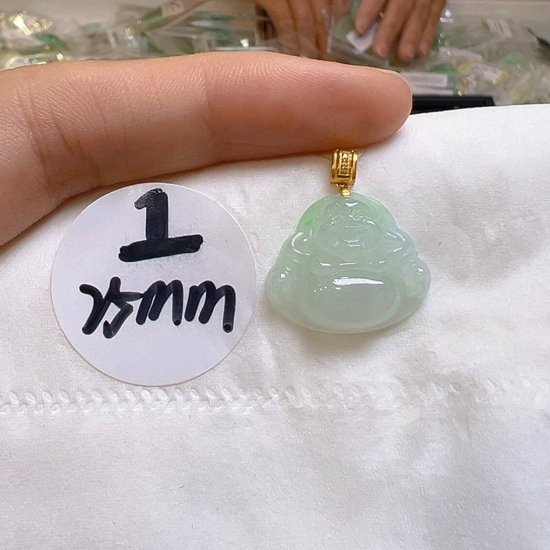 翡翠18K金镶嵌吊坠(不含链)翡翠