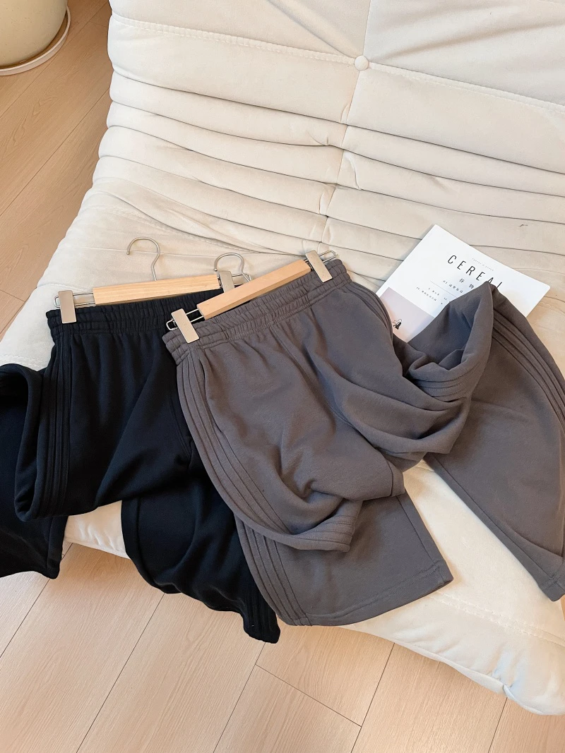 【王小姐】纯色毛圈直筒裤