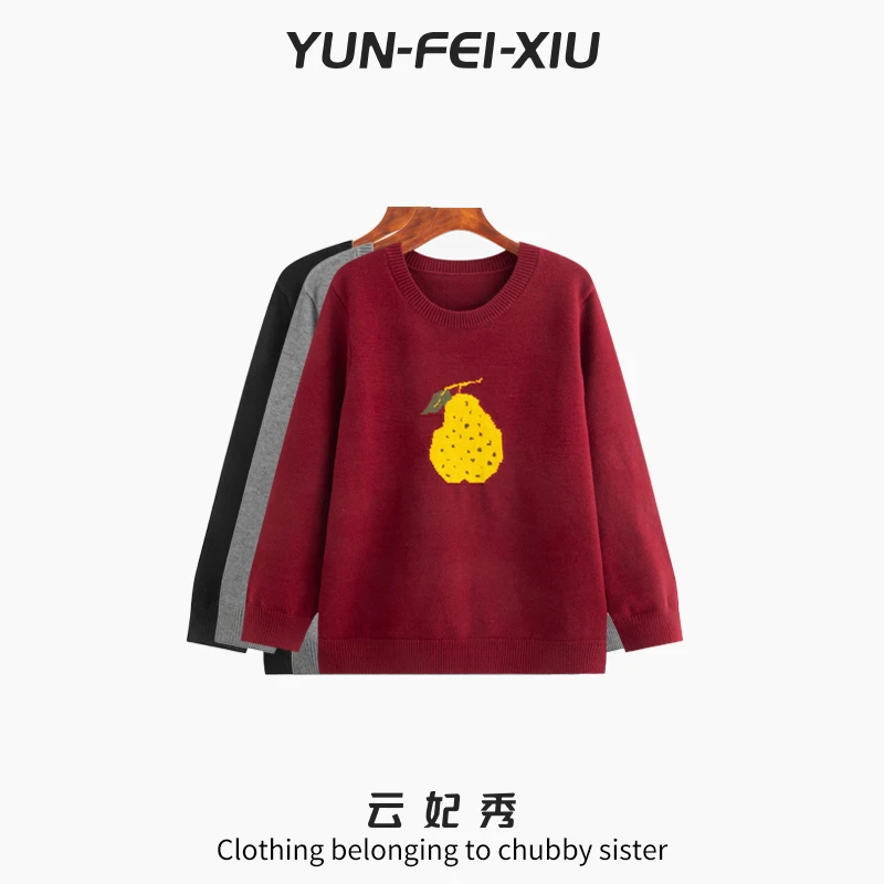 云妃秀大码女装针织衫时尚休闲胖妹妹显瘦宽松气质韩版秋季23528