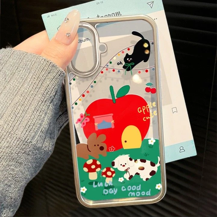 红苹果农场适用iphone16promax手机壳新款华为荣耀女OPPO小众VIVO