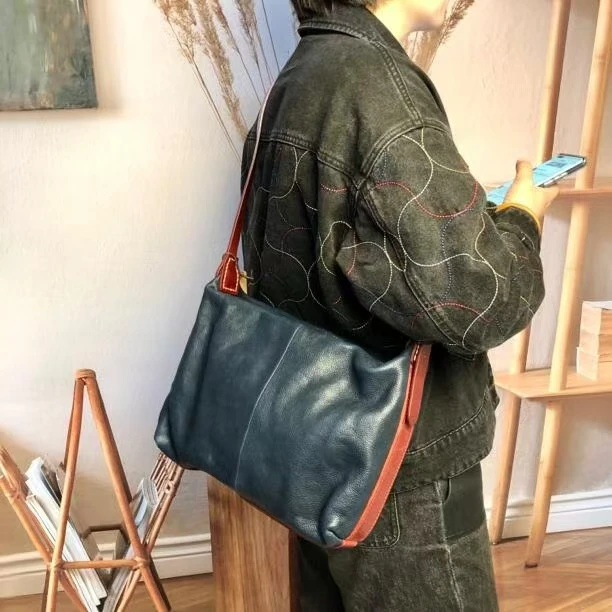 【金古道】头层牛皮高油脂女士托特包斜挎包LB767491