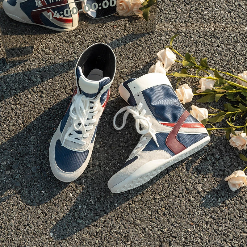 内增高中筒靴子女2025新款夏圆头休闲高帮德训鞋系带真皮马丁靴女