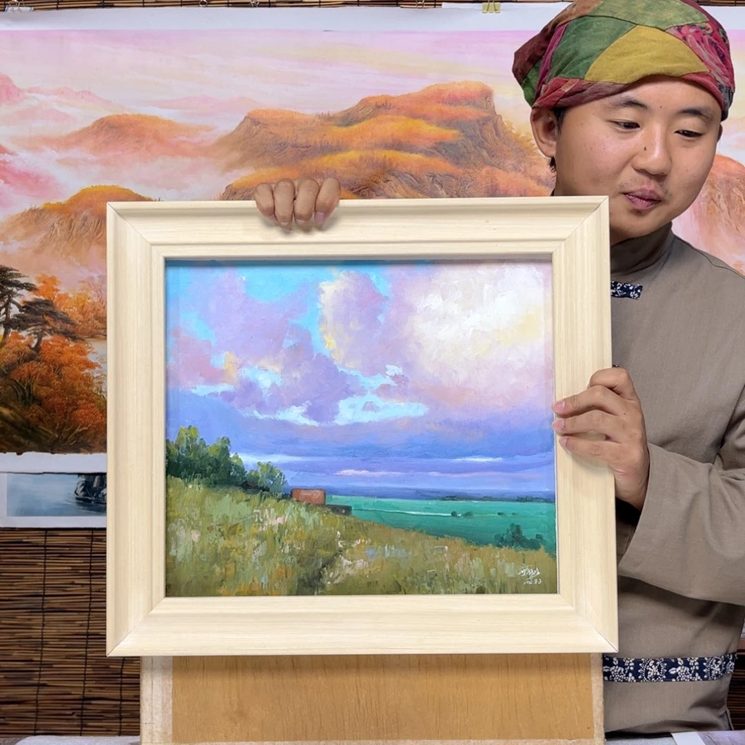 油画行路人小院绘画作品竞拍