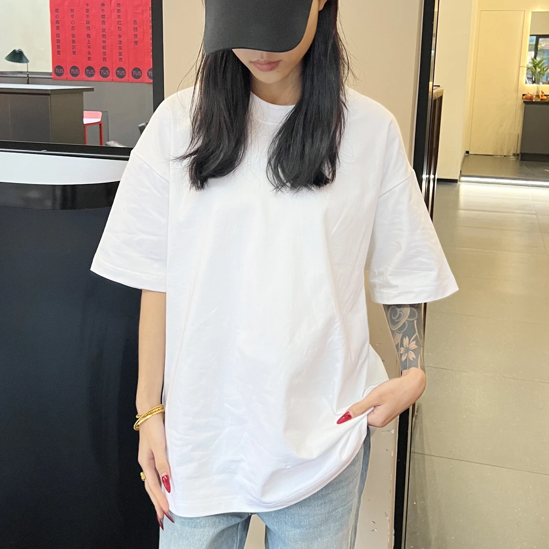 【Ashley】百分百棉短袖男夏季透气宽松简约百搭圆领纯色T恤男女