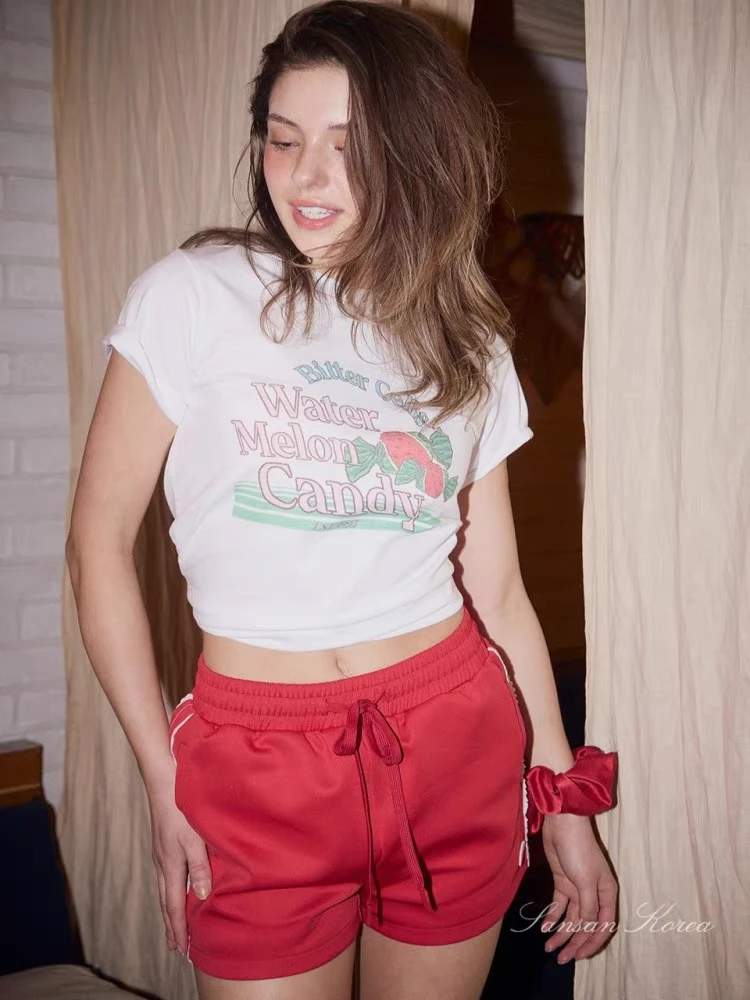 【V451-V500】Lemon 夏季新品韩系简约百搭温柔风小众设计感T恤