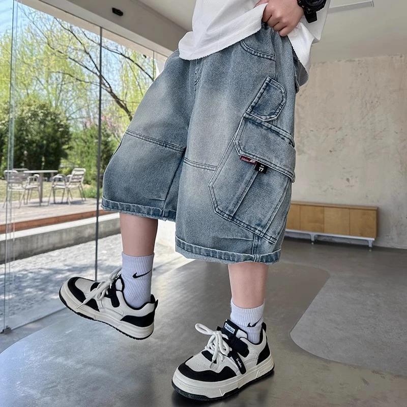 男童夏季牛仔短裤炸街痞帅裤子2025新款儿童装中大童五分裤潮NZ11