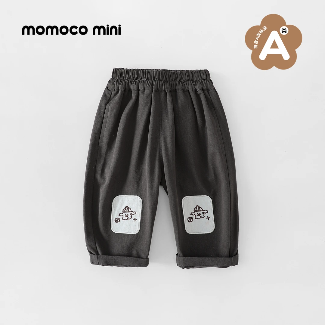 【现货】MOMOCOmini婴童秋可爱贴布休闲裤男宝长裤松紧87910381004