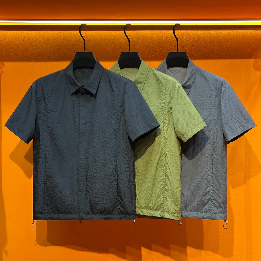 轻奢男装夏季短袖衬衫商务休闲百搭衬衣男士时尚潮流舒适半袖上衣