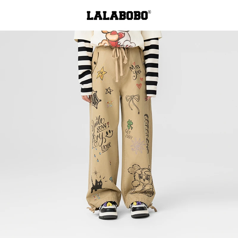 LAL025蛇年新款直筒宽松时尚印花休闲裤LBEA-WXZC22