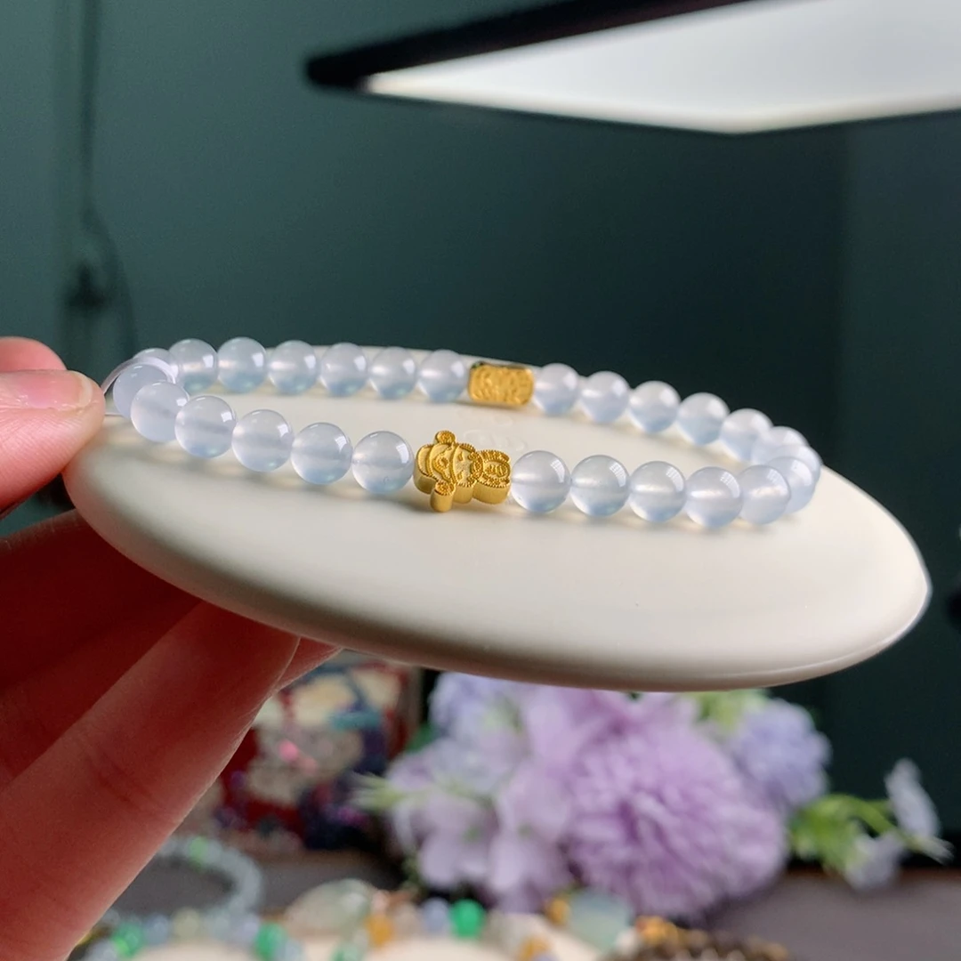 足金镶嵌手链翡翠手串