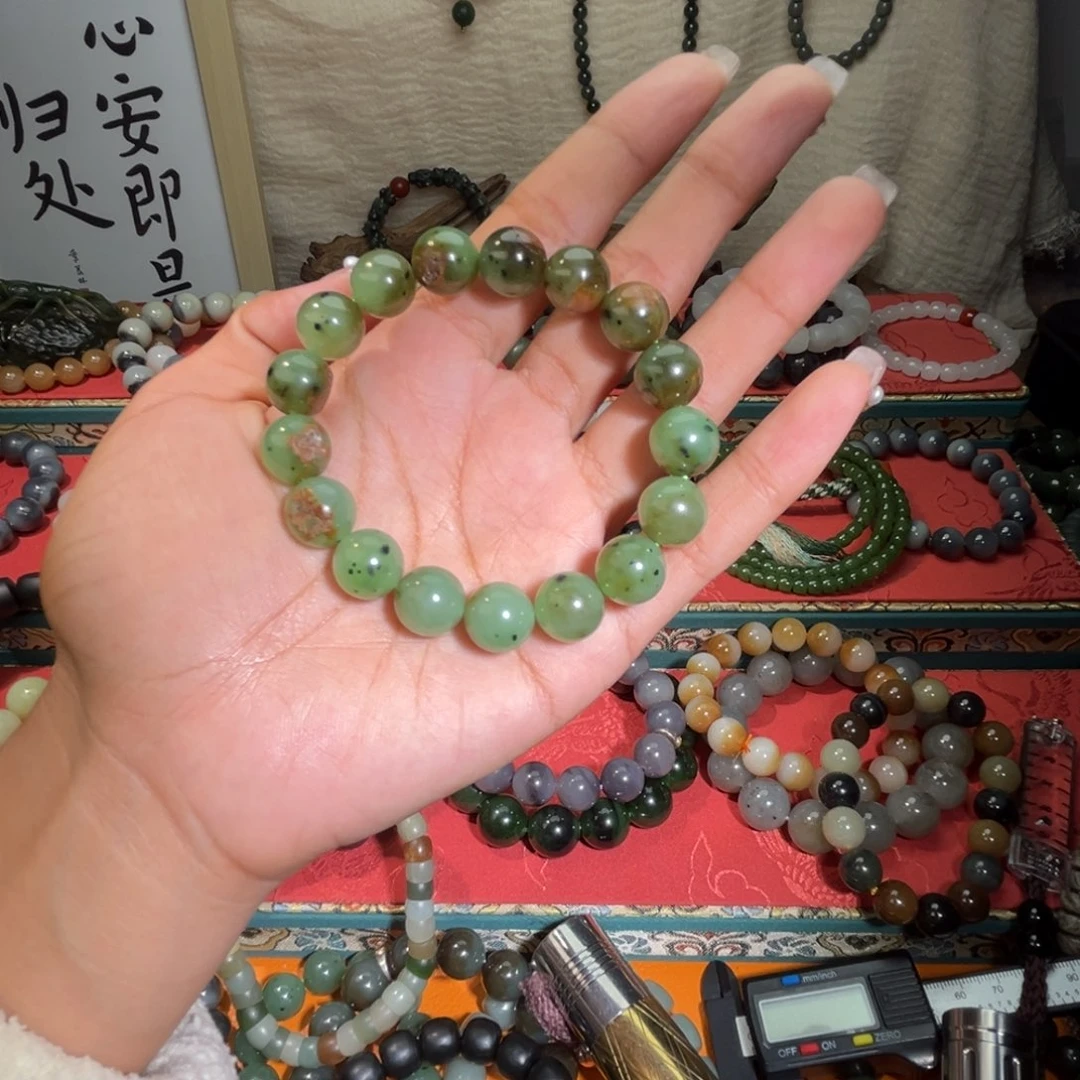 和田玉手链未镶嵌青*