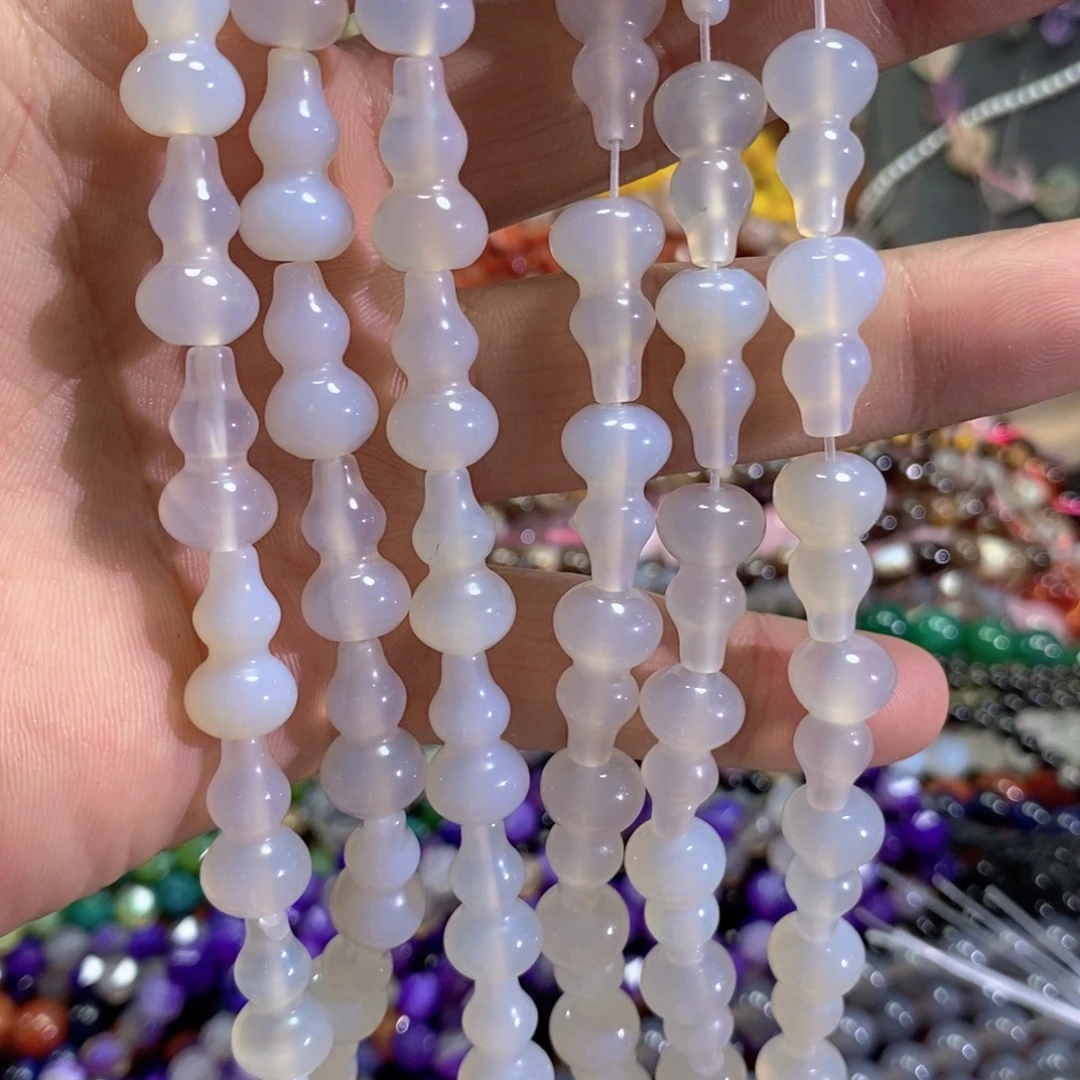 未镶嵌玛瑙/玉髓珠宝半成品天然荔枝冻玛瑙葫芦一条卡10mm