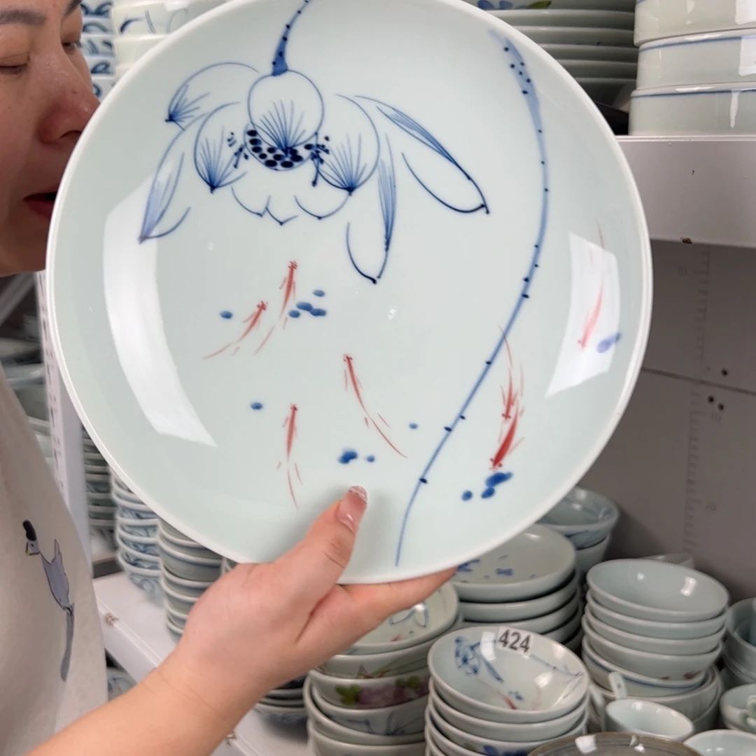 微瑕手绘9.5寸大盘（随机图案单只装）