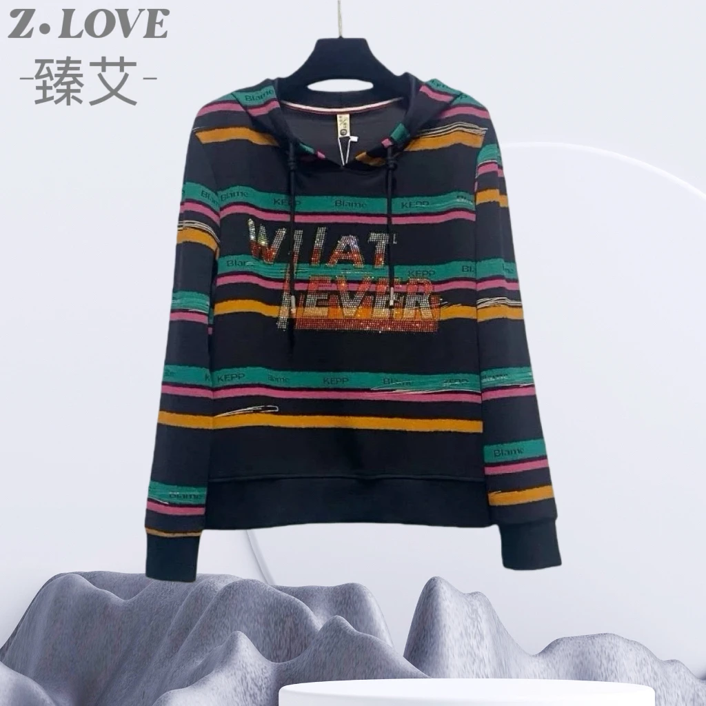 【黑夜彩条连帽衫】欧韩时尚卫衣秋款时尚风卫衣连帽秋季长袖