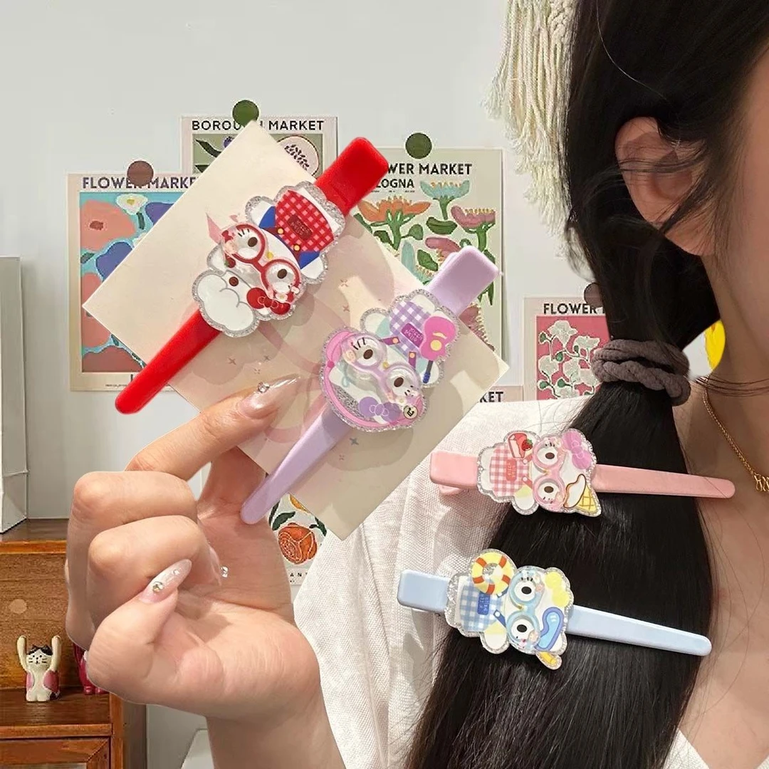 kt无痕可爱碎花裙眼镜一字夹化妆定位夹少女心甜美刘海儿侧边夹