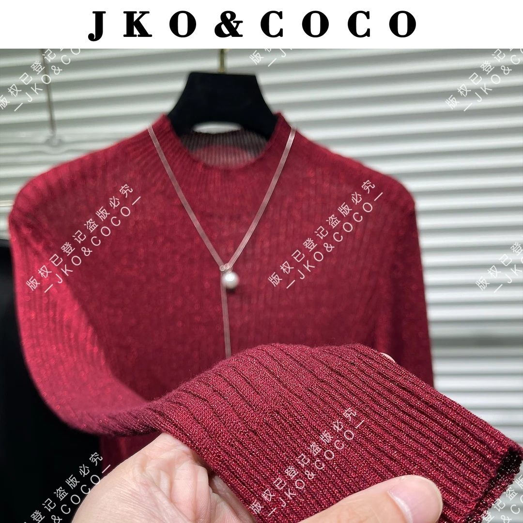 JKO&COCO【馥郁玫瑰】秋冬气质百搭进口水晶纱显瘦时尚针织衫长袖