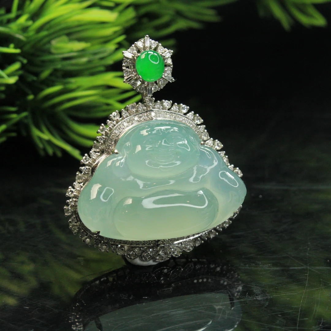 ZB44天然缅甸翡翠A货冰绿佛公吊坠/800207嘉禾臻宝拍卖