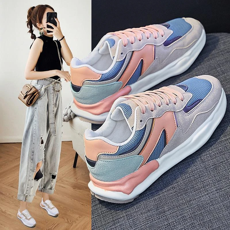 断码361联名嘉玘适用女鞋2025年春春港风老爹鞋休闲运动减震跑步