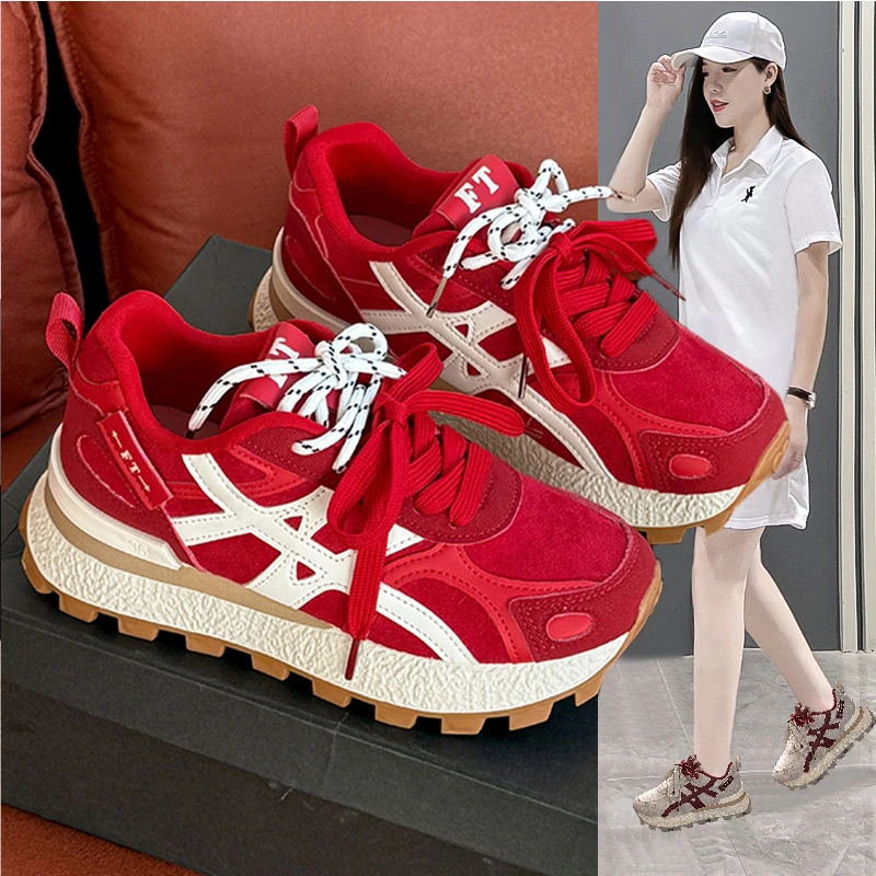 爆款阿甘鞋女春秋2025春秋新款运动鞋子百搭厚底女鞋ins潮松糕鞋