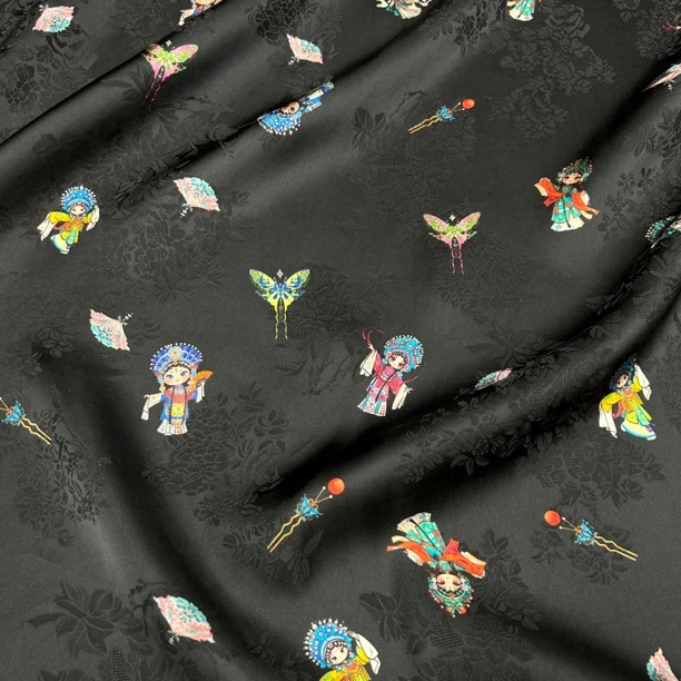 【穆桂英】新款人丝香云纱夏季奥黛新中式时尚国风斜襟服装面料