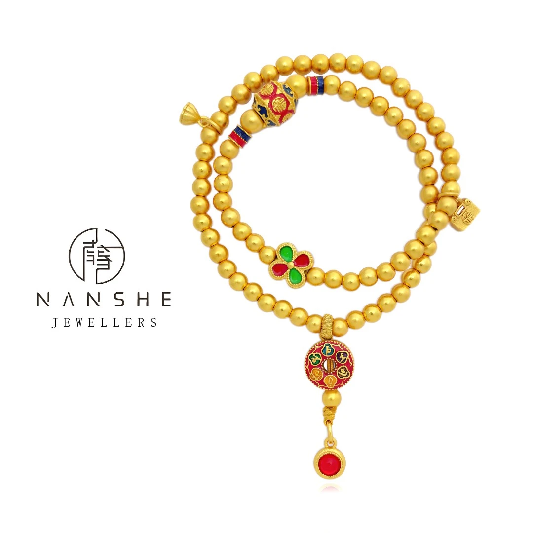 NANSHE/南奢 满圈福六字真言双圈手链珠珠手串