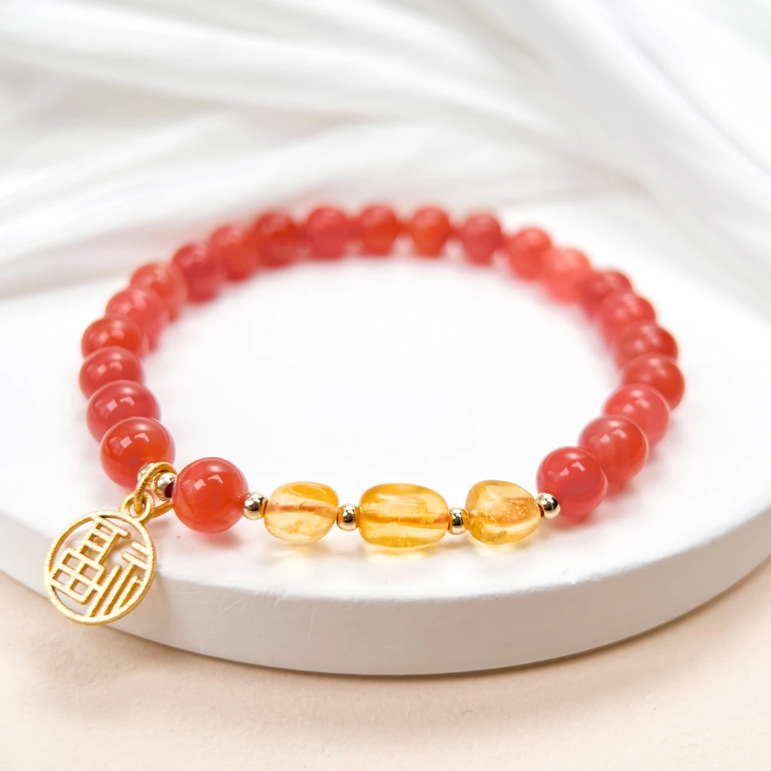 2297 冰川南红/蜜蜡/女士手串