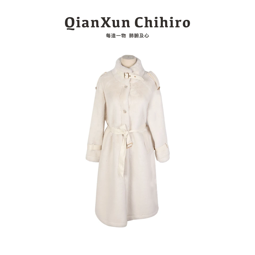 「奶羔」外套预Q3WT5101A双面呢大衣气质网红时尚中长款韩版秋冬