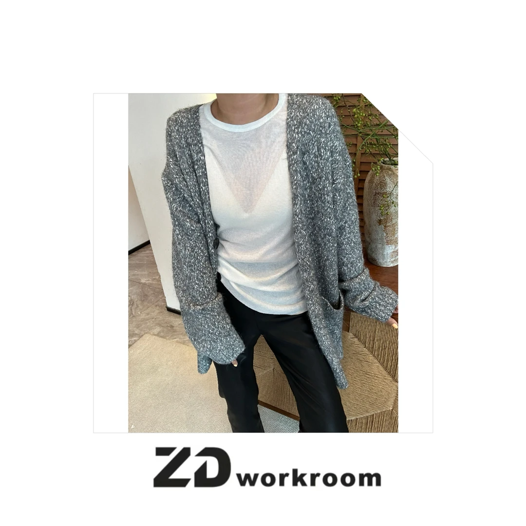 【Z.D/WORKROOM】25/26秋冬精织羊毛马海毛混纺慵懒宽松开衫毛衣