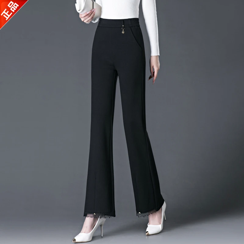 正品2025春秋新款女显瘦高品质流苏弹力休闲西装裤微喇叭裤子爆款