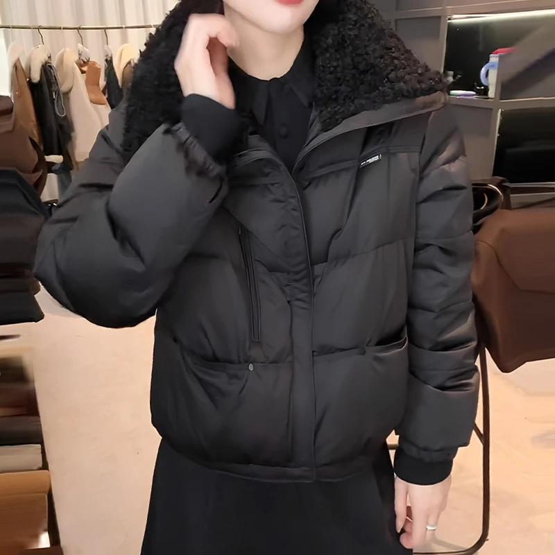 韩版翻领棉服女2025冬季新款今年流行宽松显瘦减龄加厚保暖棉衣潮