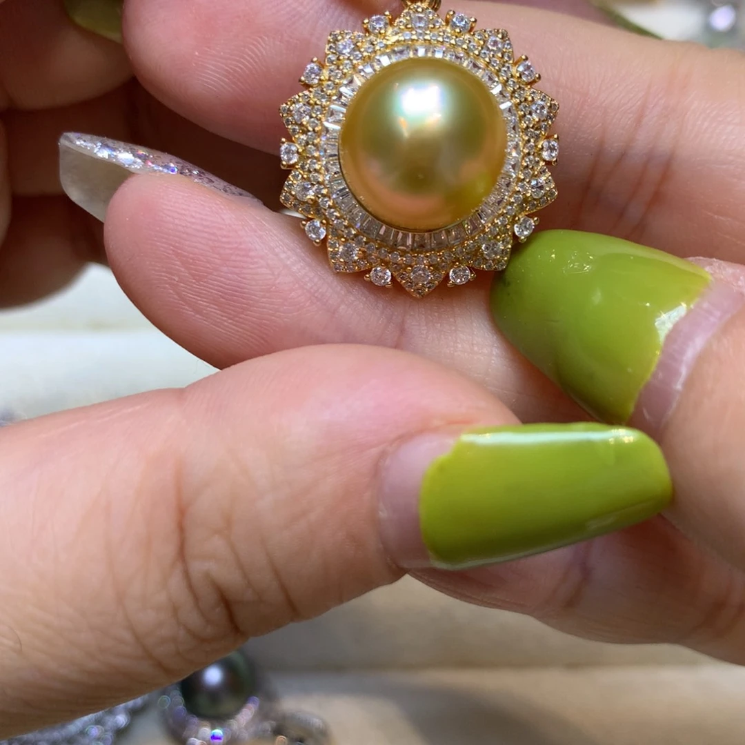 海水珍珠银S925镶嵌颈饰