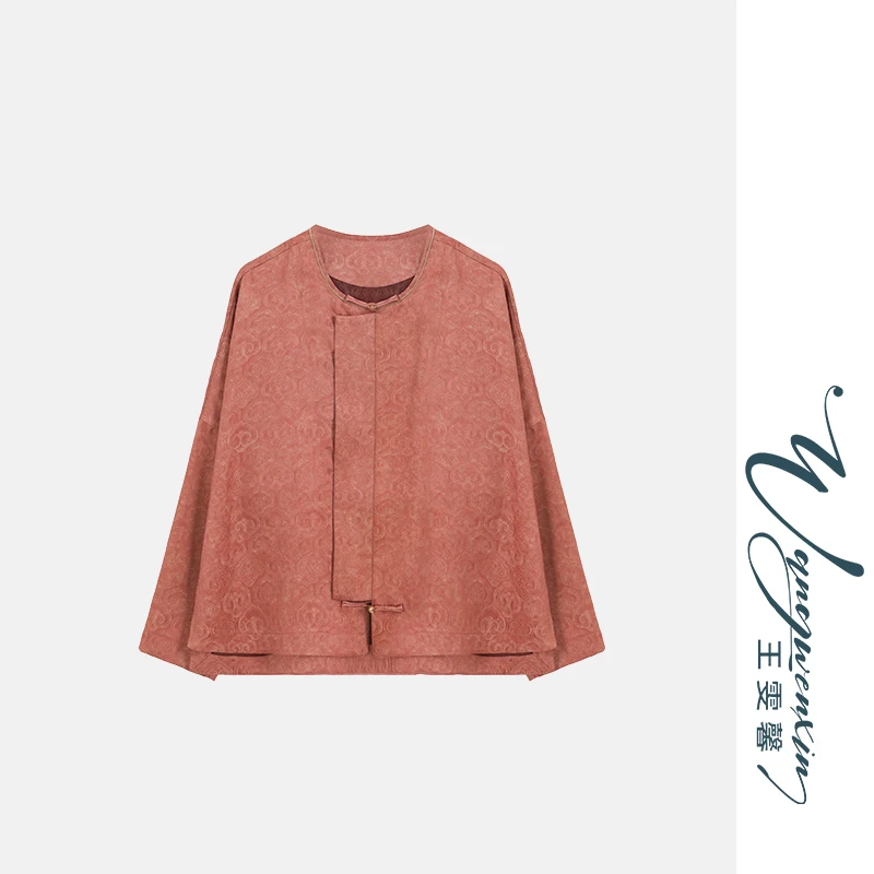 【王雯馨】“如意安好”如意花纹 重磅香云提花 气质显瘦新中式衬衫