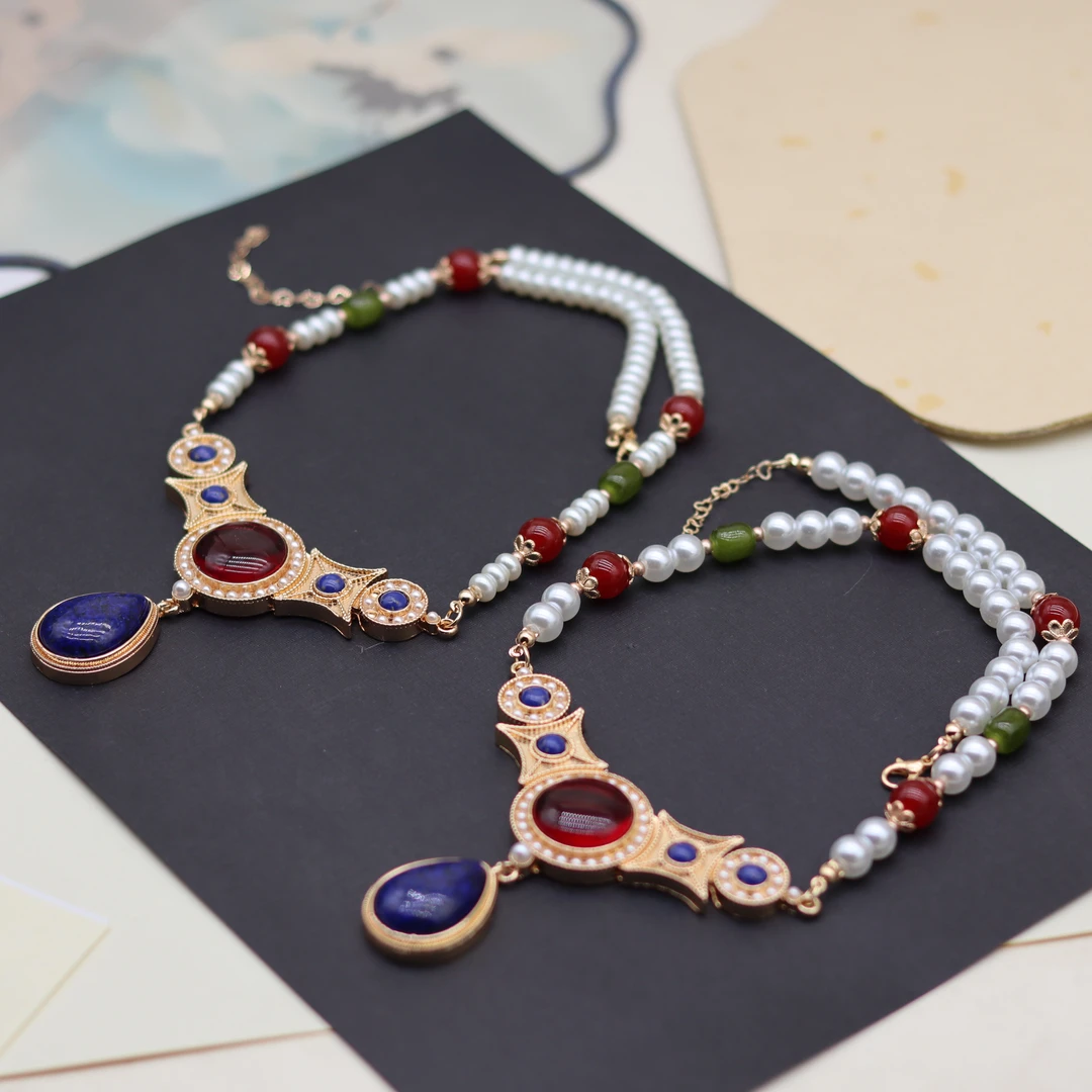 合金琉璃项链 李静训同款璎珞李小孩项链合金汉服璎珞