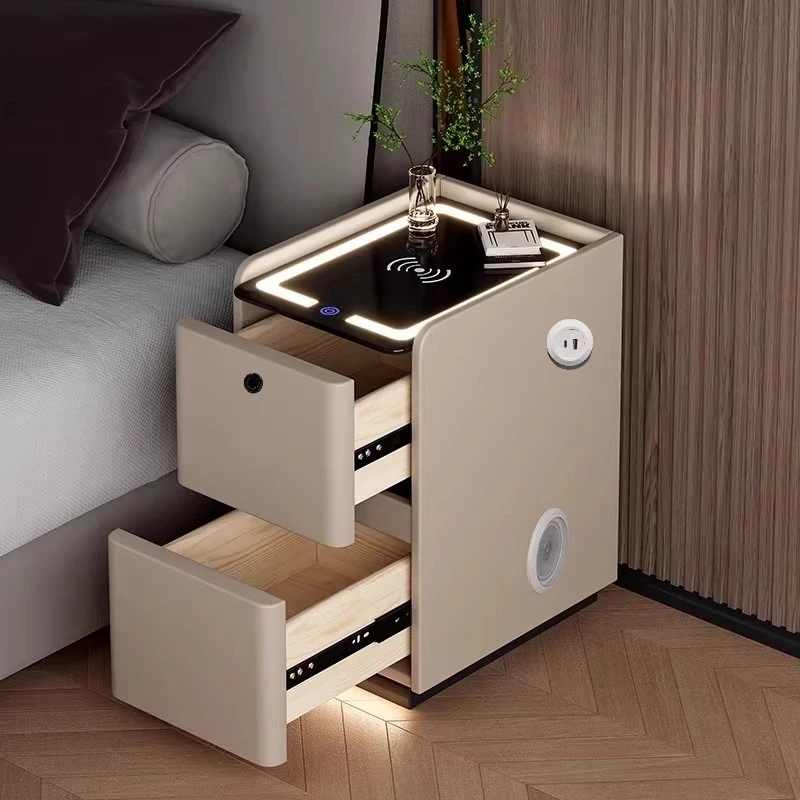 床头柜小型窄小实木小家具网红床头柜款智能床头柜收纳柜轻奢床边