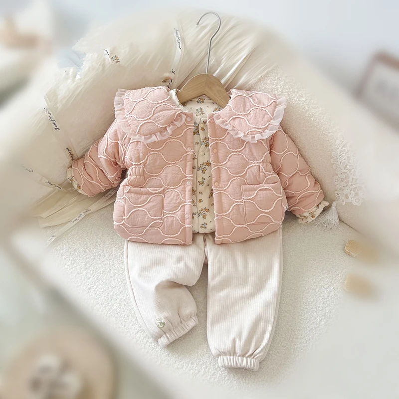 婴幼儿女宝小可爱三件套（浅粉）
