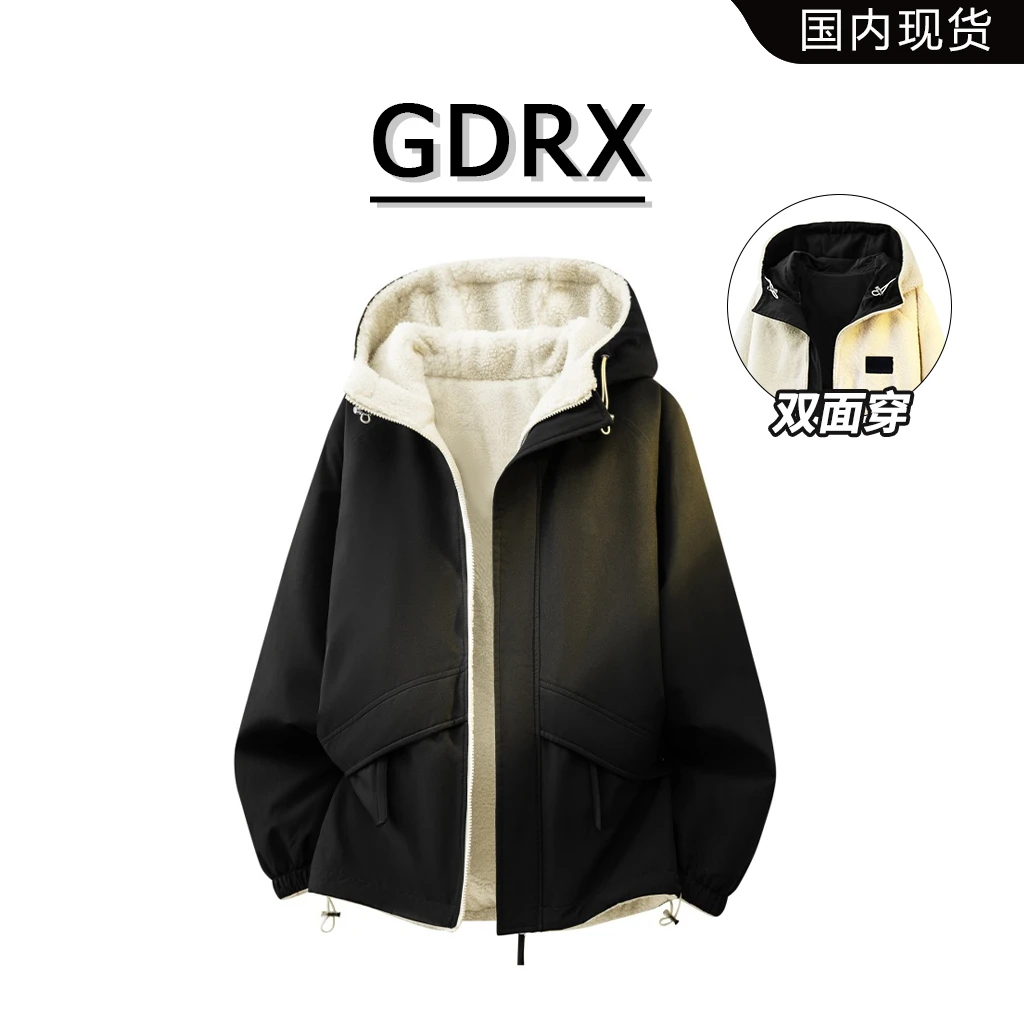GDRX美式双面穿保暖棉衣男士秋冬百搭痞帅时尚外套宽松男生衣服
