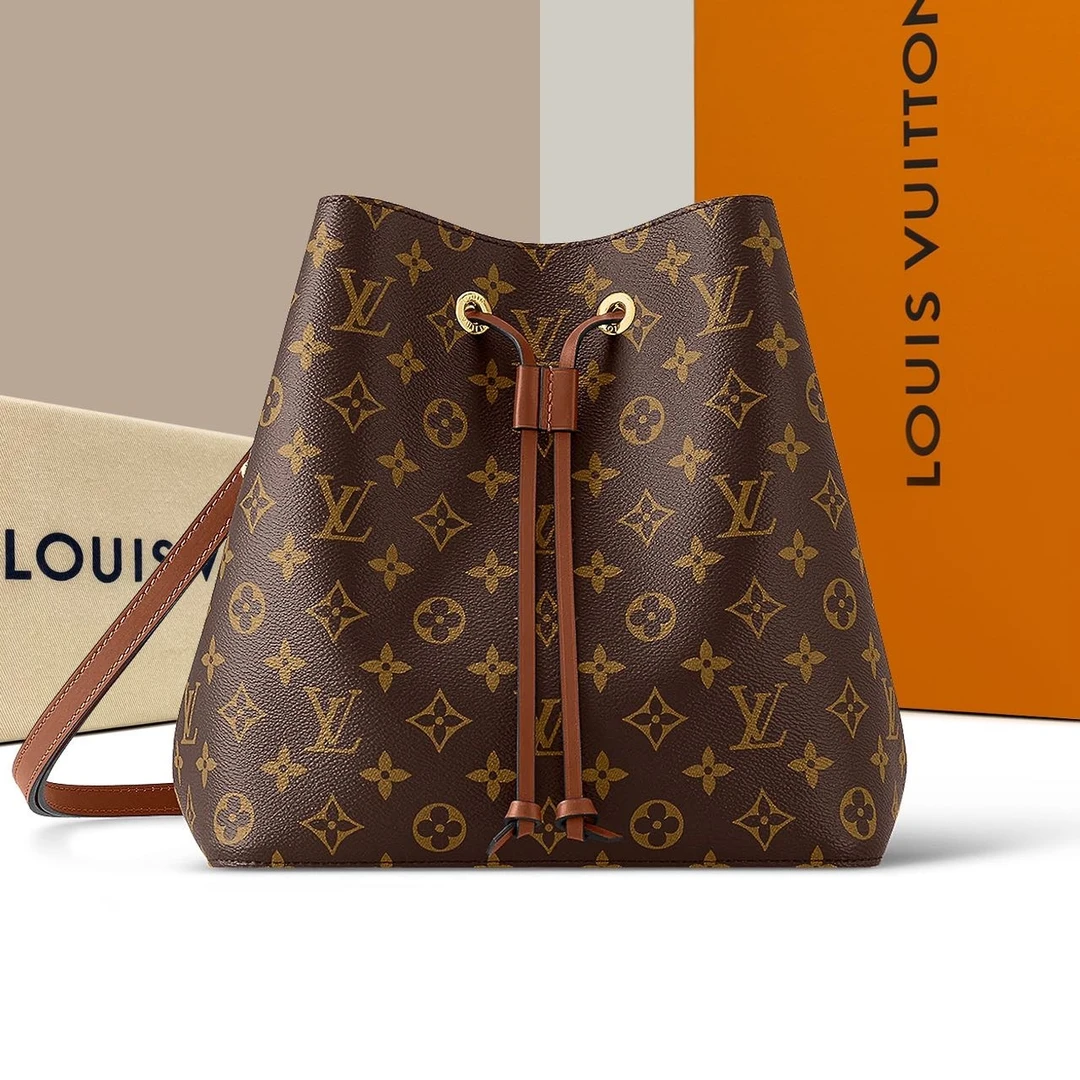 99新 LouisVuitton/路易威登 老花焦糖色水桶包