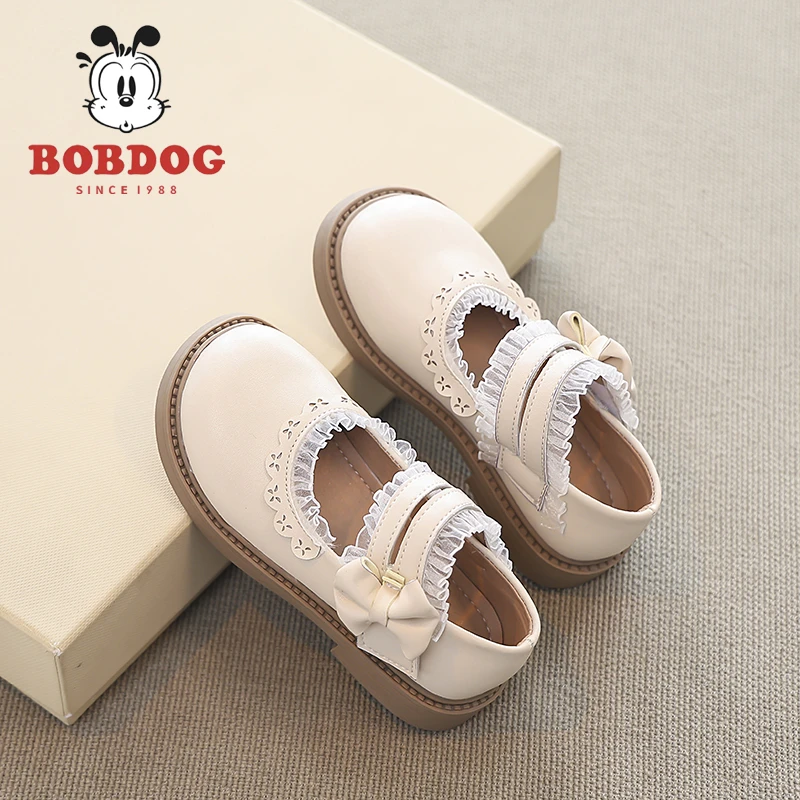 巴布豆女童小皮鞋春季新款时尚百搭儿童软底演出女孩白色单鞋学生