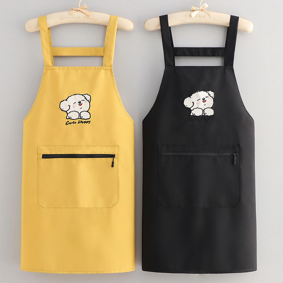 时尚可爱卡通耐磨防泼水围裙家用厨房做饭上班干活透气背带围腰女