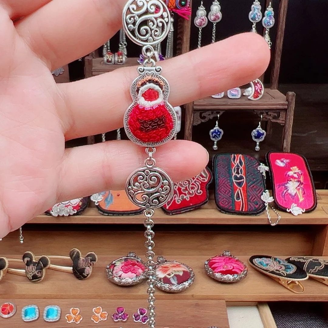 黄铜布艺925银手工刺绣