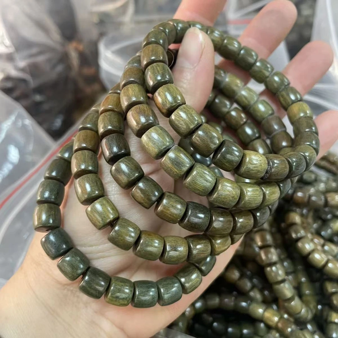 {A21}绿檀直切手串卡0.8木制手串沾水不退