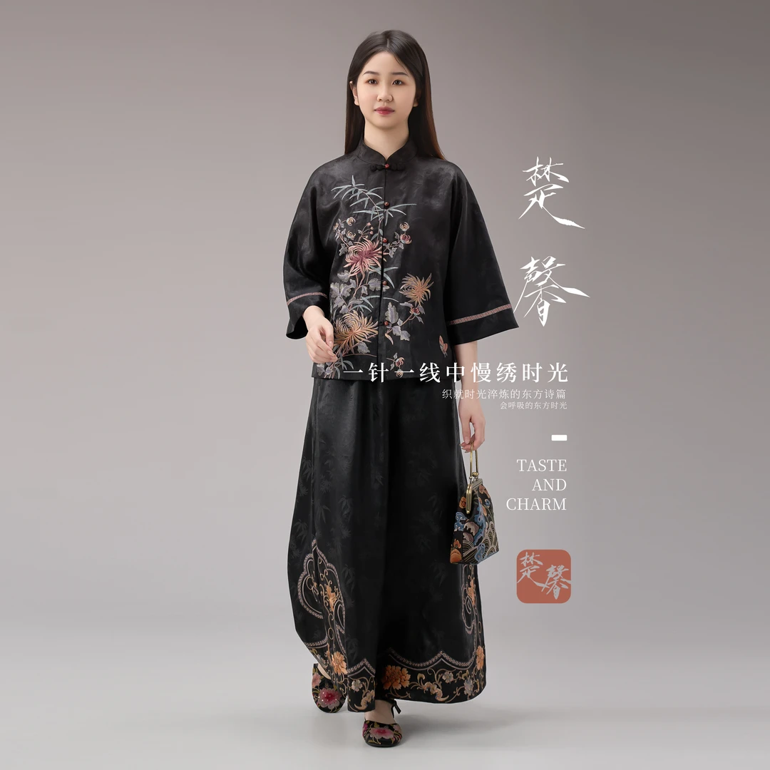 黄楚馨HZF1066新中式中国风气质复古刺绣民族风女上衣外套