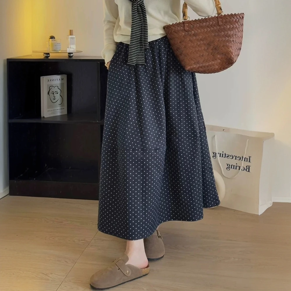 波点休闲半身裙2025夏季薄款高腰小个子大码胖mm显瘦包臀a字裙子