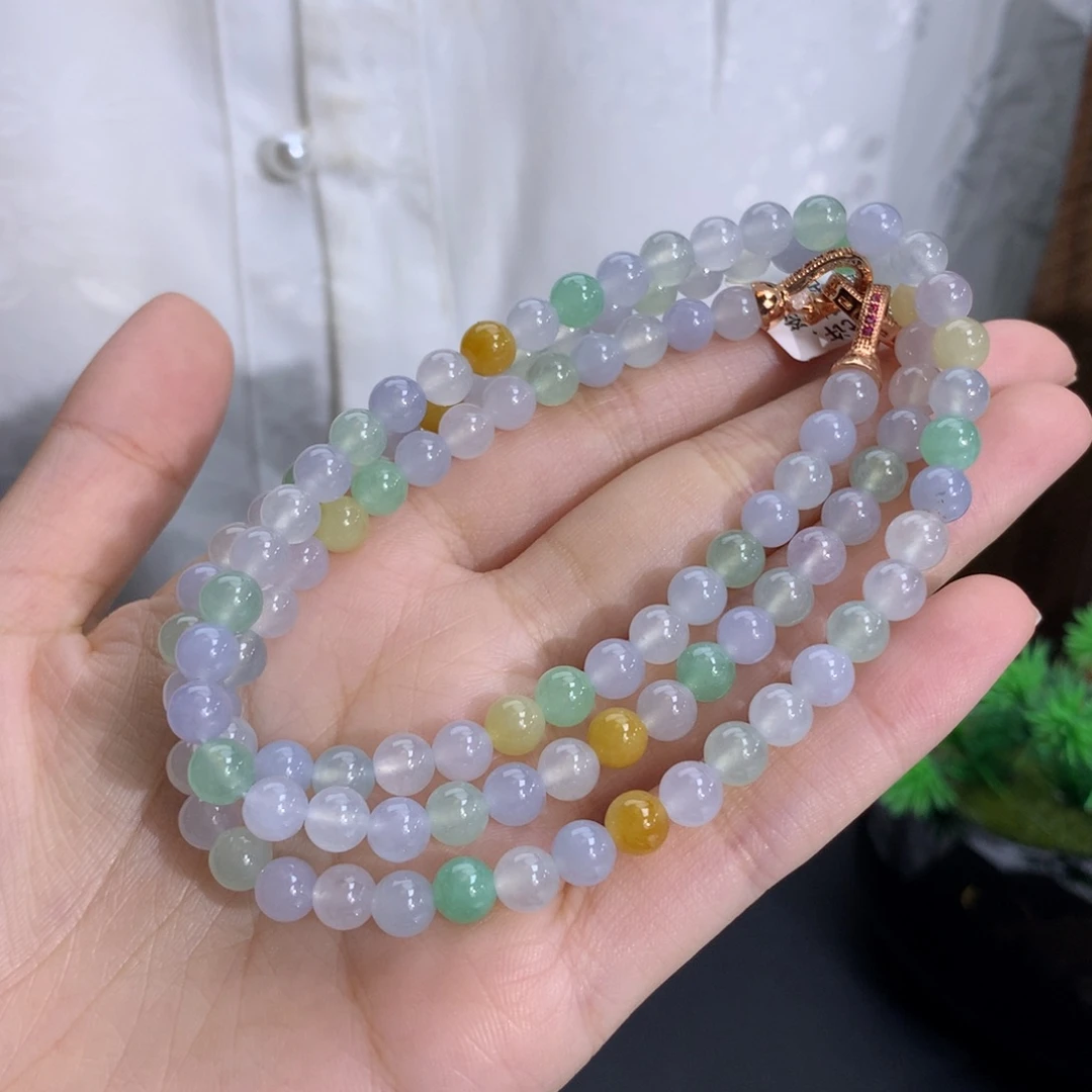 翡翠未镶嵌手串卡6.0冰润胶多宝项链